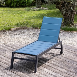 Bain de soleil barbados en textilène bleu gris - aluminium anthracite