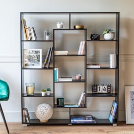 Bibliothèque 11 étagères multiformes noire emily