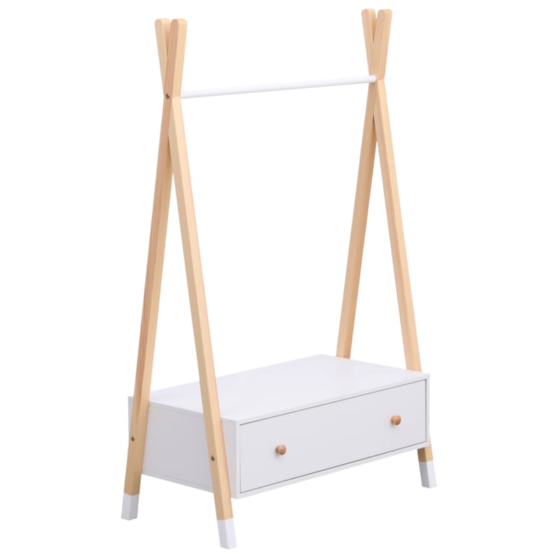 Penderie pour enfant bois et blanche avec tiroir lou (Happy Garden) - Image 1