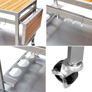 Desserte pour plancha en bois et métal grandi xl