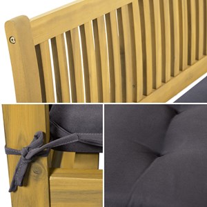 Banc en acacia similan - coussins gris