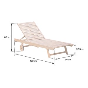 Bain de soleil pliant en acacia kanawa - coussin sable