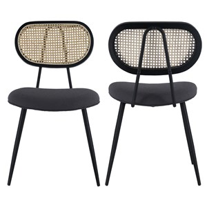 Lot de 2 chaises en cannage et tissu boucle gris elena