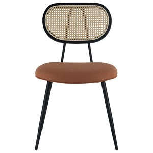 Lot de 2 chaises en cannage et tissu boucle rouille elena