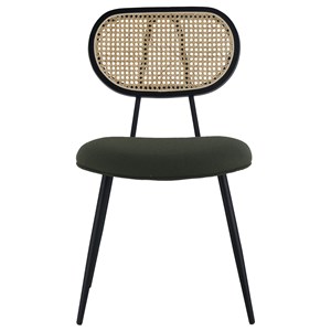 Lot de 2 chaises en cannage et tissu boucle vert kaki elena