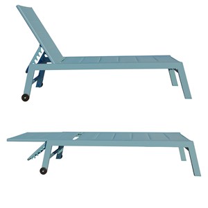 Bain de soleil barbados en textilène bleu clair - aluminium bleu clair