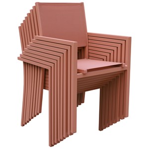 Lot de 6 chaises en aluminium et textilène terracotta