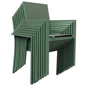 Lot de 10 chaises en aluminium et textilène vert sauge