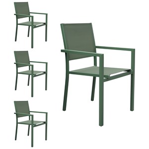 Lot de 4 chaises en aluminium et textilène vert sauge