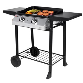 Plancha à gaz pampluna avec 2 brûleurs et plaque en fonte émaillée