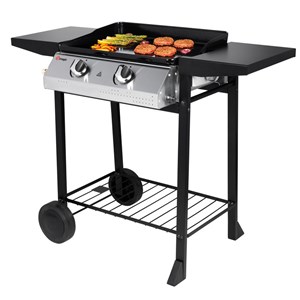 Plancha à gaz pampluna avec 2 brûleurs et plaque en fonte émaillée