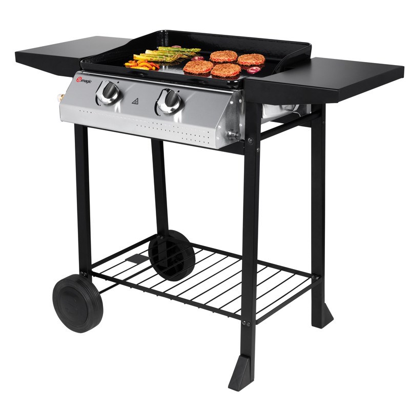 Somagic - Plancha à gaz pampluna avec 2 brûleurs et plaque en fonte émaillée