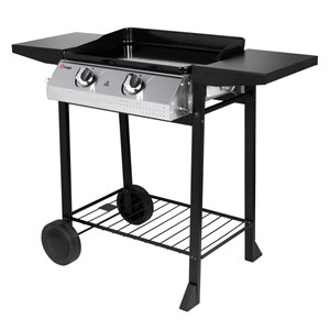 Plancha à gaz pampluna avec 2 brûleurs et plaque en fonte émaillée