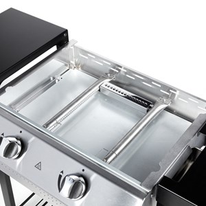 Plancha à gaz pampluna avec 2 brûleurs et plaque en fonte émaillée