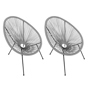 Lot de 2 fauteuils œuf acapulco gris