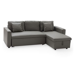 Canapé d'angle convertible simili clark 3 places taupe