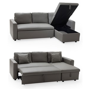 Canapé d'angle convertible simili clark 3 places taupe