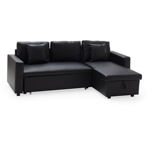 Canapé d'angle convertible simili clark 3 places noir