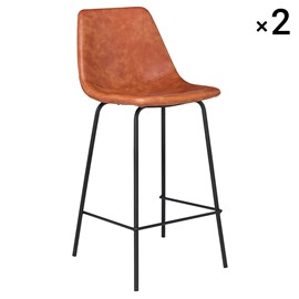 Lot de 2 tabourets bar vintage lucien cognac - hauteur d'assise 65cm