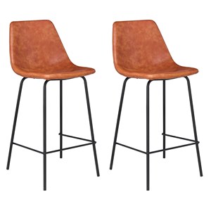 Lot de 2 tabourets bar vintage lucien cognac - hauteur d'assise 65cm