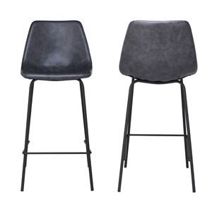 Lot de 2 tabourets de bar vintage lucien gris foncé