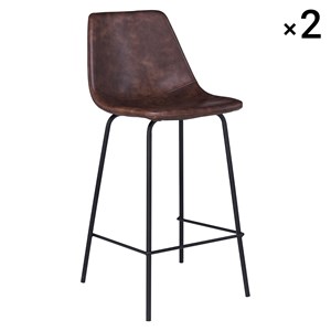 Lot de 2 tabourets bar vintage lucien marron - hauteur d'assise 65 cm