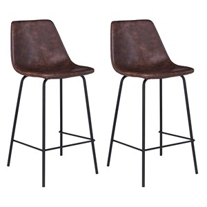Lot de 2 tabourets bar vintage lucien marron - hauteur d'assise 65 cm