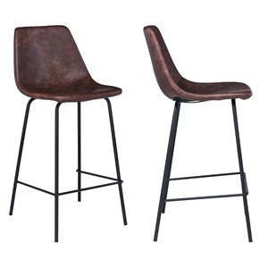 Lot de 2 tabourets bar vintage lucien marron - hauteur d'assise 65 cm