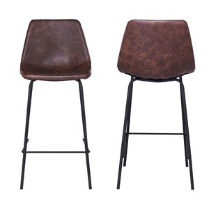 Lot de 2 tabourets bar vintage lucien marron - hauteur d'assise 65 cm