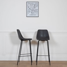 Lot de 2 tabourets de bar vintage lucien gris foncé