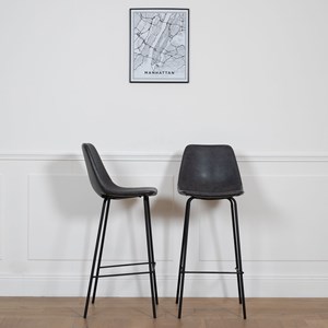 Lot de 2 tabourets de bar vintage lucien gris foncé