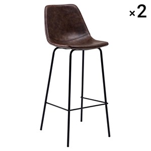 Lot de 2 tabourets bar vintage lucien marron - hauteur d'assise 75 cm