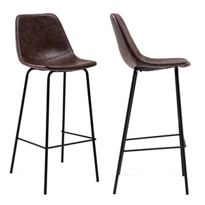 Lot de 2 tabourets bar vintage lucien marron - hauteur d'assise 75 cm