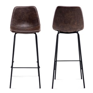 Lot de 2 tabourets bar vintage lucien marron - hauteur d'assise 75 cm