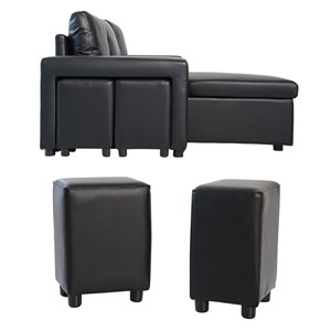 Canapé d'angle convertible tony 3 places noir