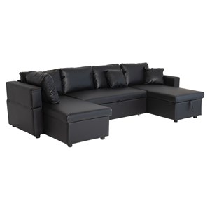 Canapé panoramique convertible simili scott 4 places noir