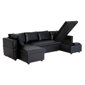 Canapé panoramique convertible simili scott 4 places noir