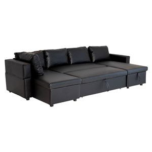 Canapé panoramique convertible simili scott 4 places noir