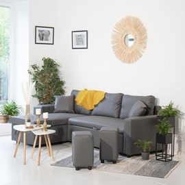 Canapé d'angle convertible tony 3 places gris