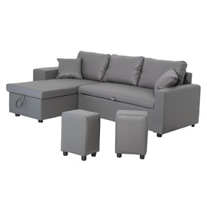 Canapé d'angle convertible tony 3 places gris