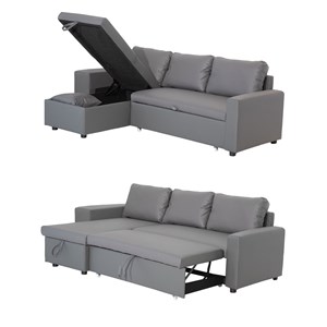 Canapé d'angle convertible tony 3 places gris