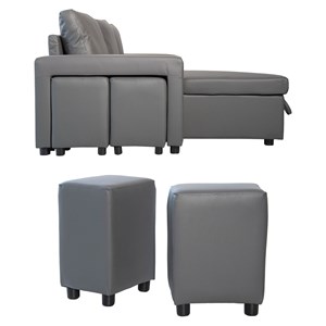 Canapé d'angle convertible tony 3 places gris