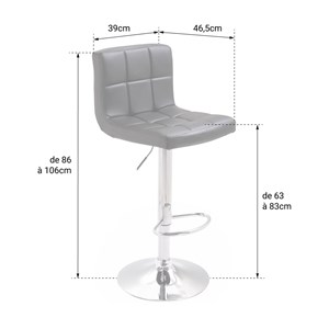 Lot de 2 tabourets de bar blanc mike