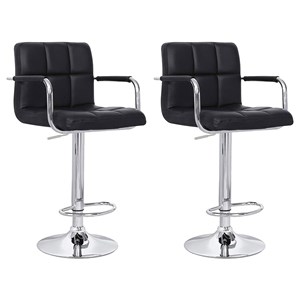 Lot de 2 tabourets de bar noir avec accoudoirs mike