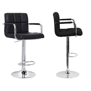 Lot de 2 tabourets de bar noir avec accoudoirs mike