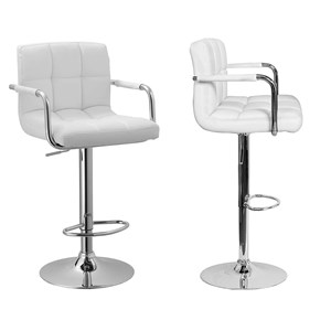 Lot de 2 tabourets de bar blanc avec accoudoirs mike