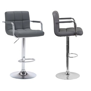 Lot de 2 tabourets de bar gris avec accoudoirs mike