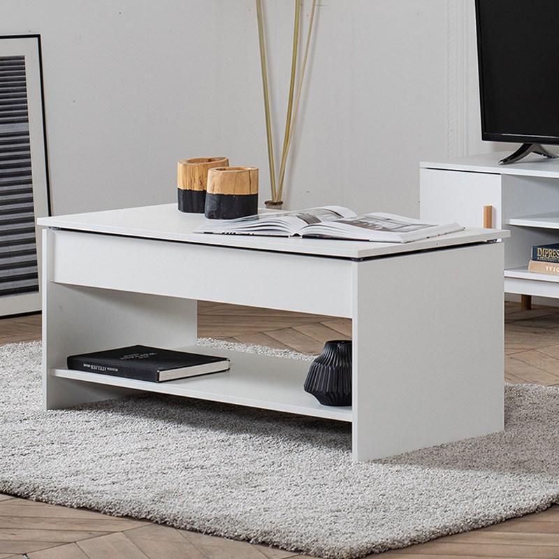 Table basse avec plateau relevable blanche hedda