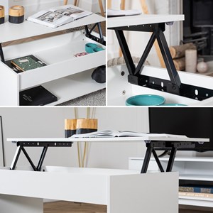 Table basse avec plateau relevable blanche hedda