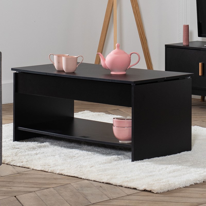 Table basse avec plateau relevable noire hedda